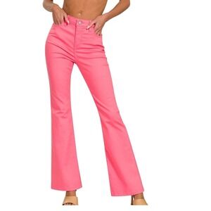 Zenana‎ Womens Pink Flare Leg High Rise Pants DOP-1612A Size Large